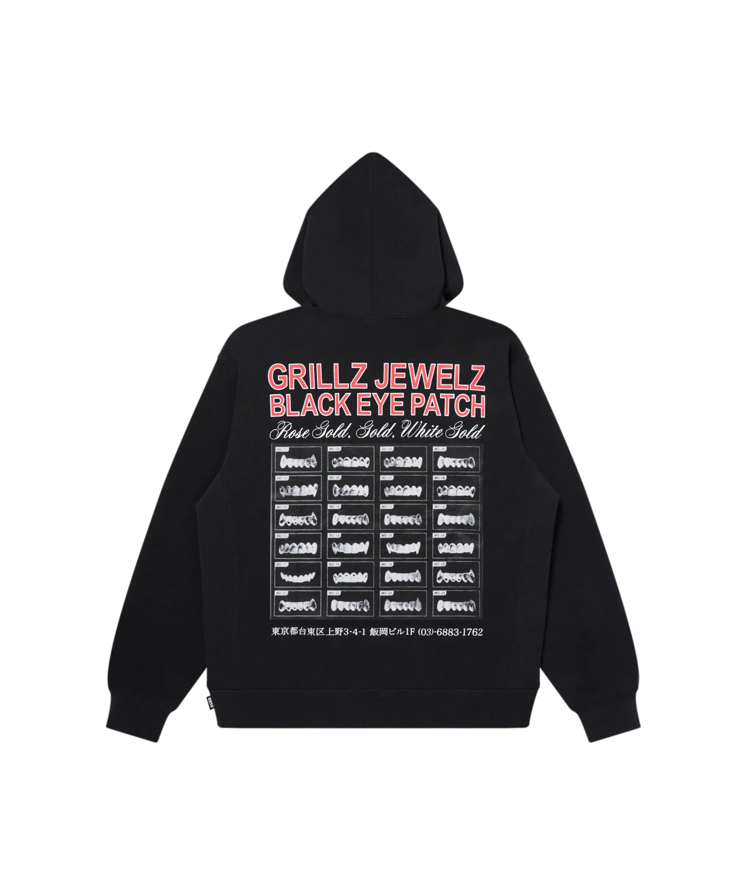 GRILLZ JEWELZ GOLDTEETH HOODIE - Black Eye Patch (ブラックアイ