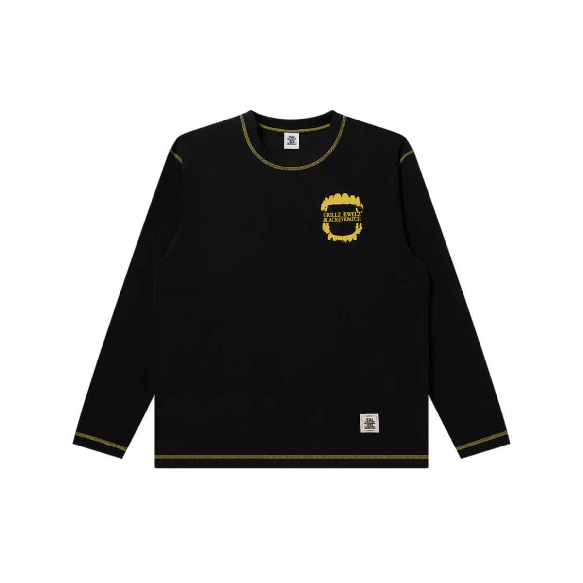 GRILLZ JEWELZ GOLDTEETH THERMAL L/S TEE - Black Eye Patch