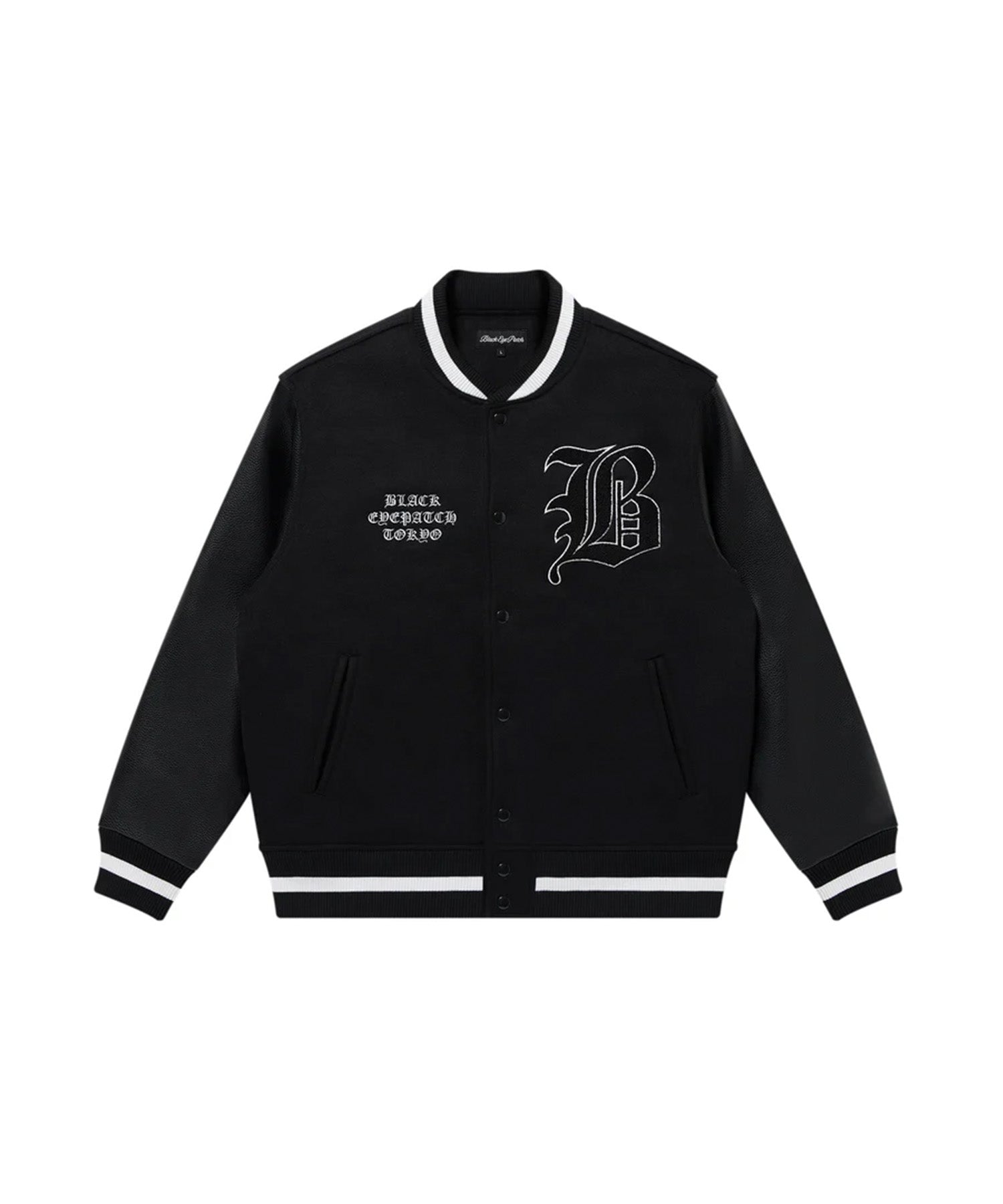 OE BIG B MELTON VARSITY JACKET - Black Eye Patch (ブラックアイ