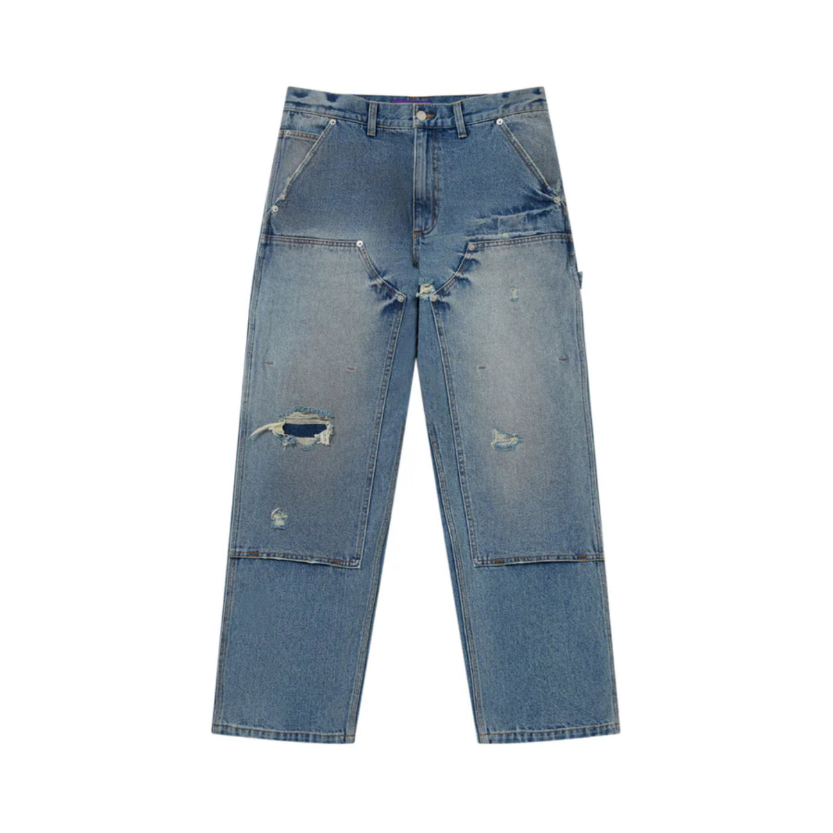 【BlackEyePatch】QUILTED DOUBLE KNEE デニム DOUBLE KNEE DAMAGED PAINTER PANTS - Black Eye Patch (ブラックアイ