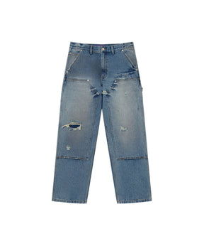 DOUBLE KNEE DAMAGED PAINTER PANTS