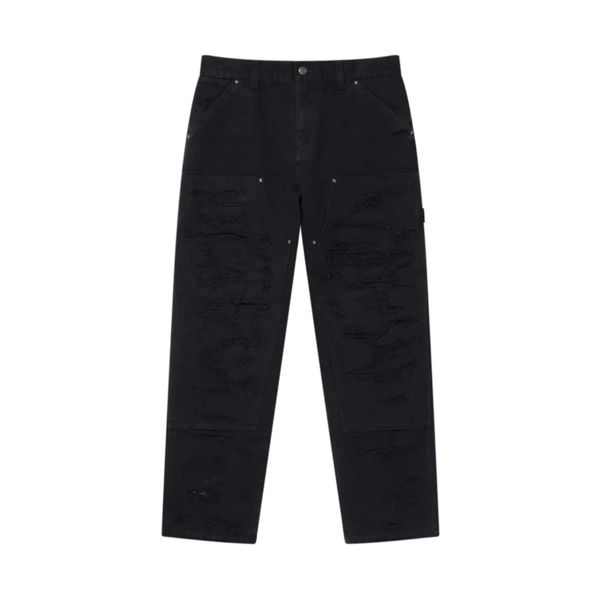 DESTROYED DOUBLE KNEE PAINTER PANTS - Black Eye Patch (ブラック