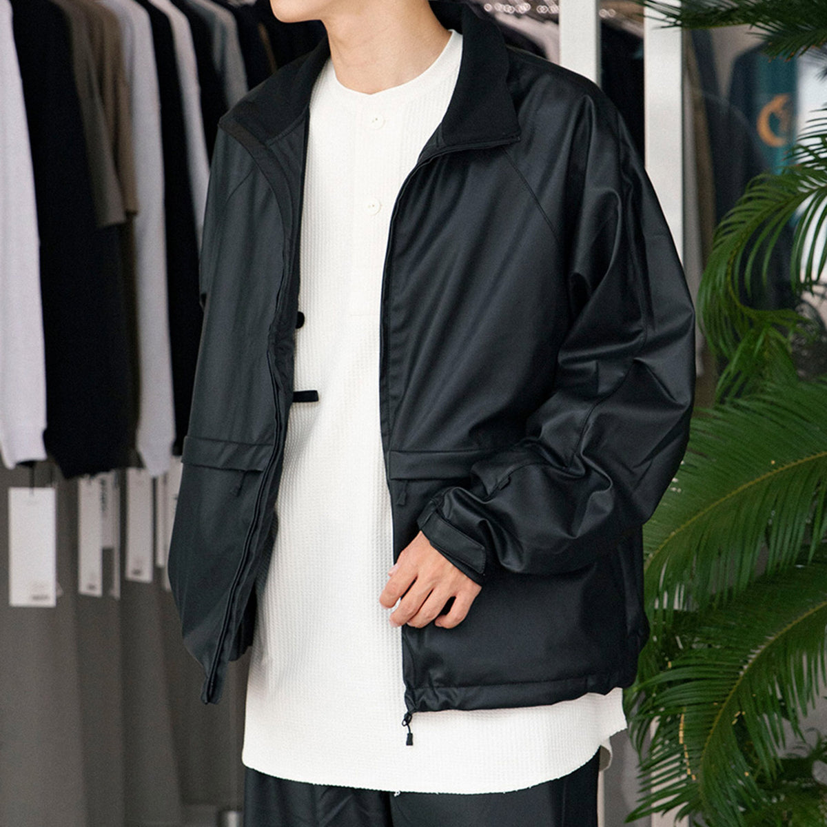 Tech Synthetic Skin Windbreaker Jacket - 252274104027