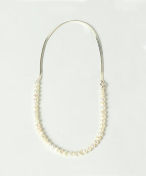 SNAKE CHAIN PEARL HALF NECKLACE