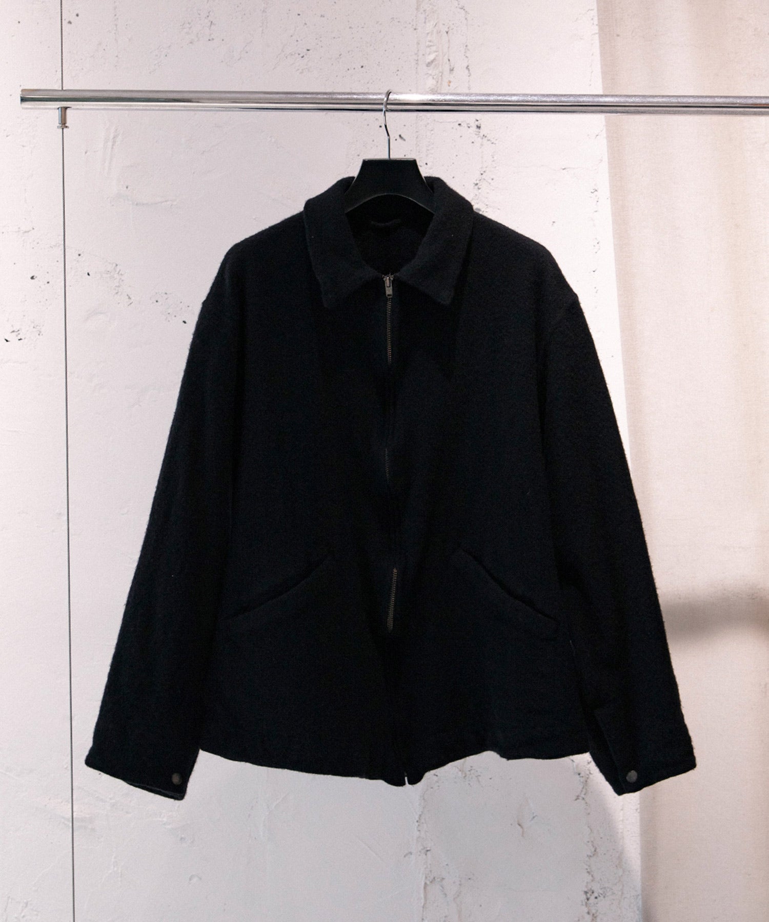 縮絨ウール ジップショートジャケット