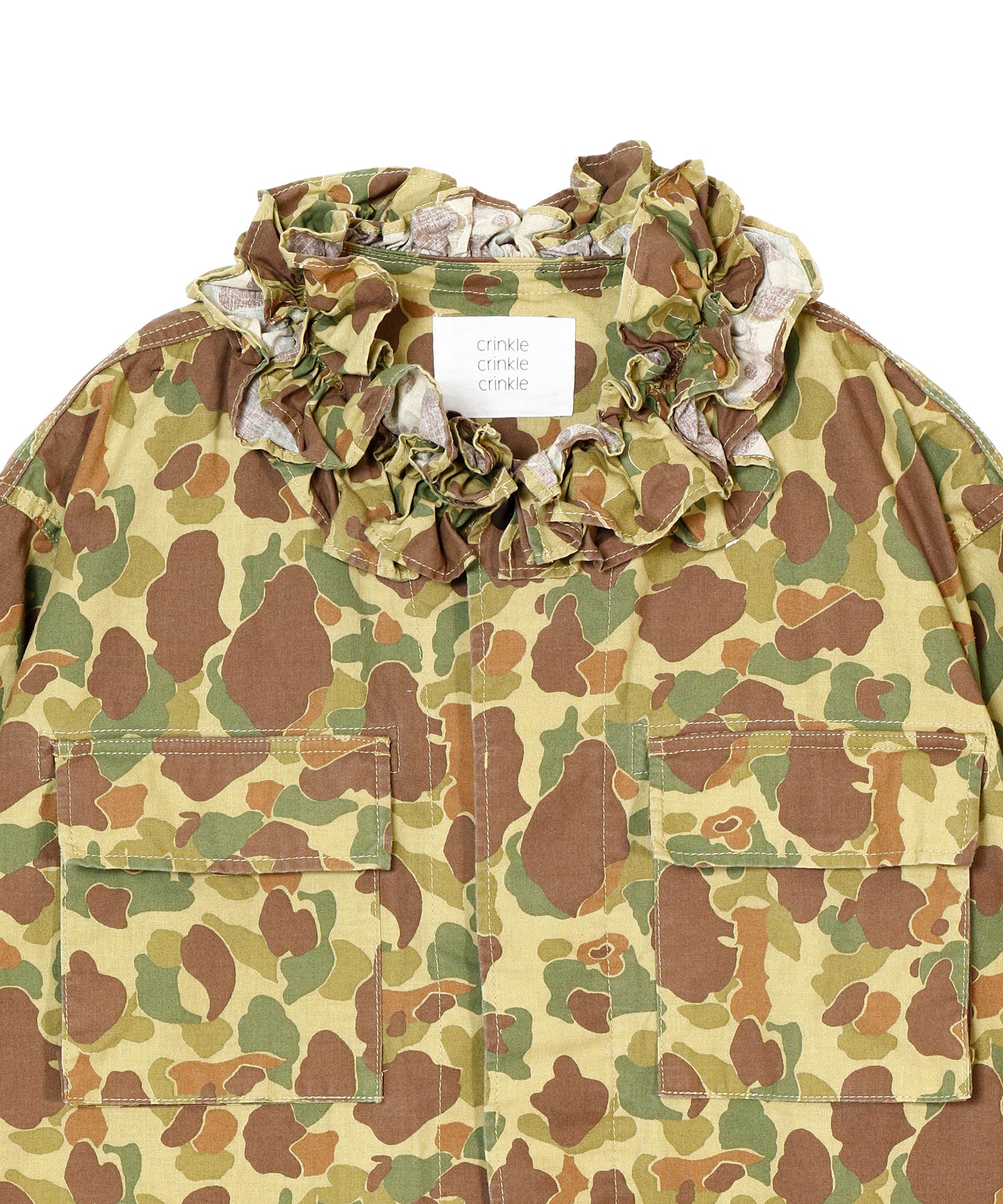 frill collar camo jacket