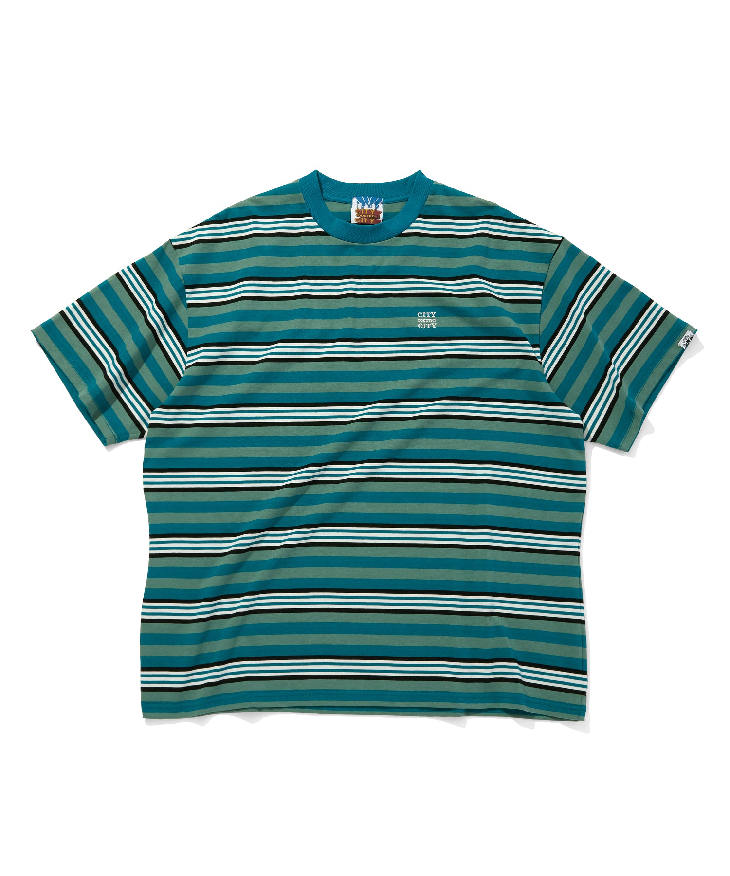 EMBROIDERED LOGO MULTI BORDER T-SHIRT - CITY COUNTRY CITY