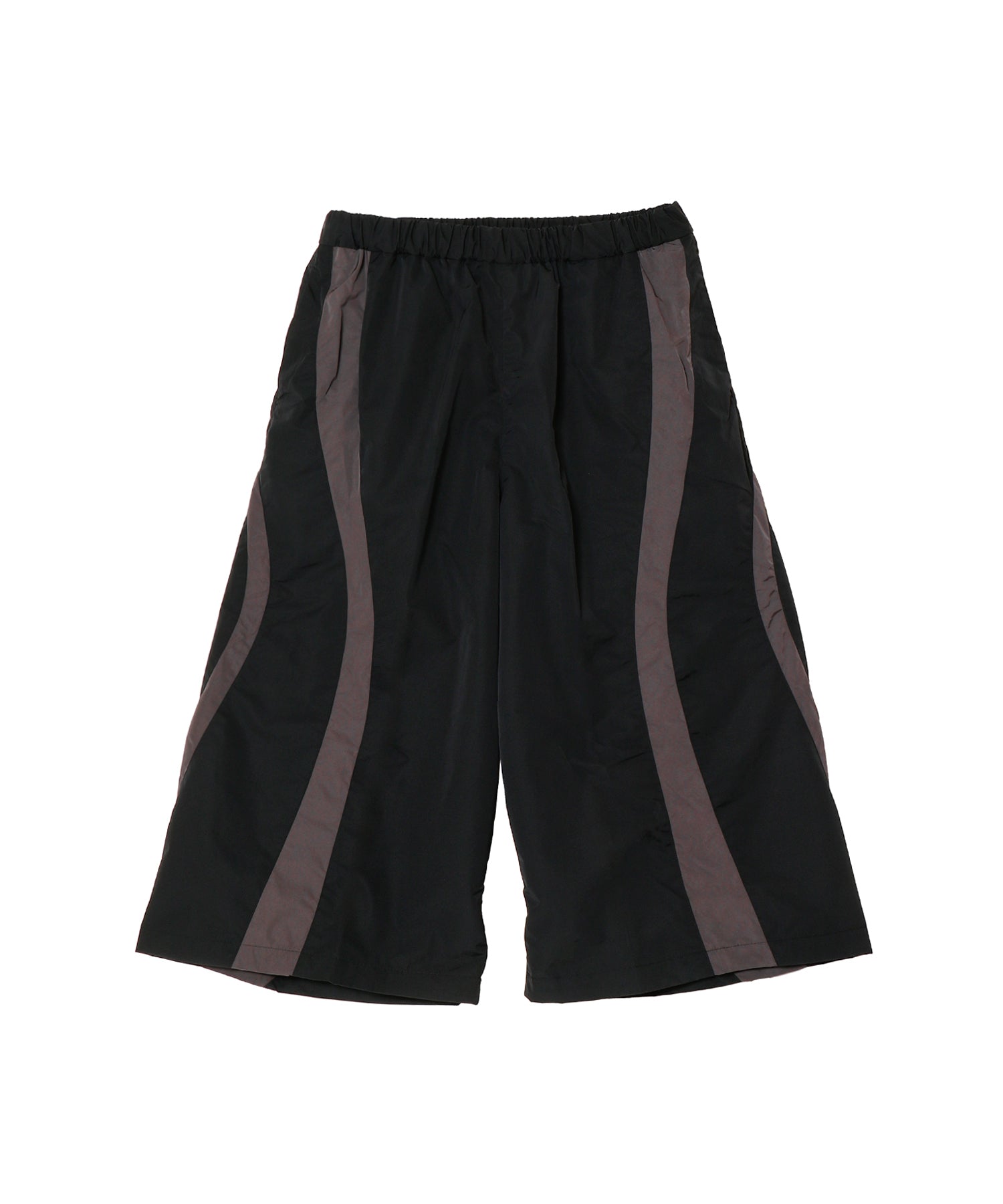 Nylon Paneling Shin Cut Wide Track Pants