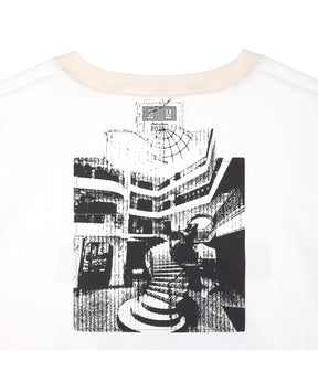 PATCHED GAUZE SHORT SLEEVE CREW NECK