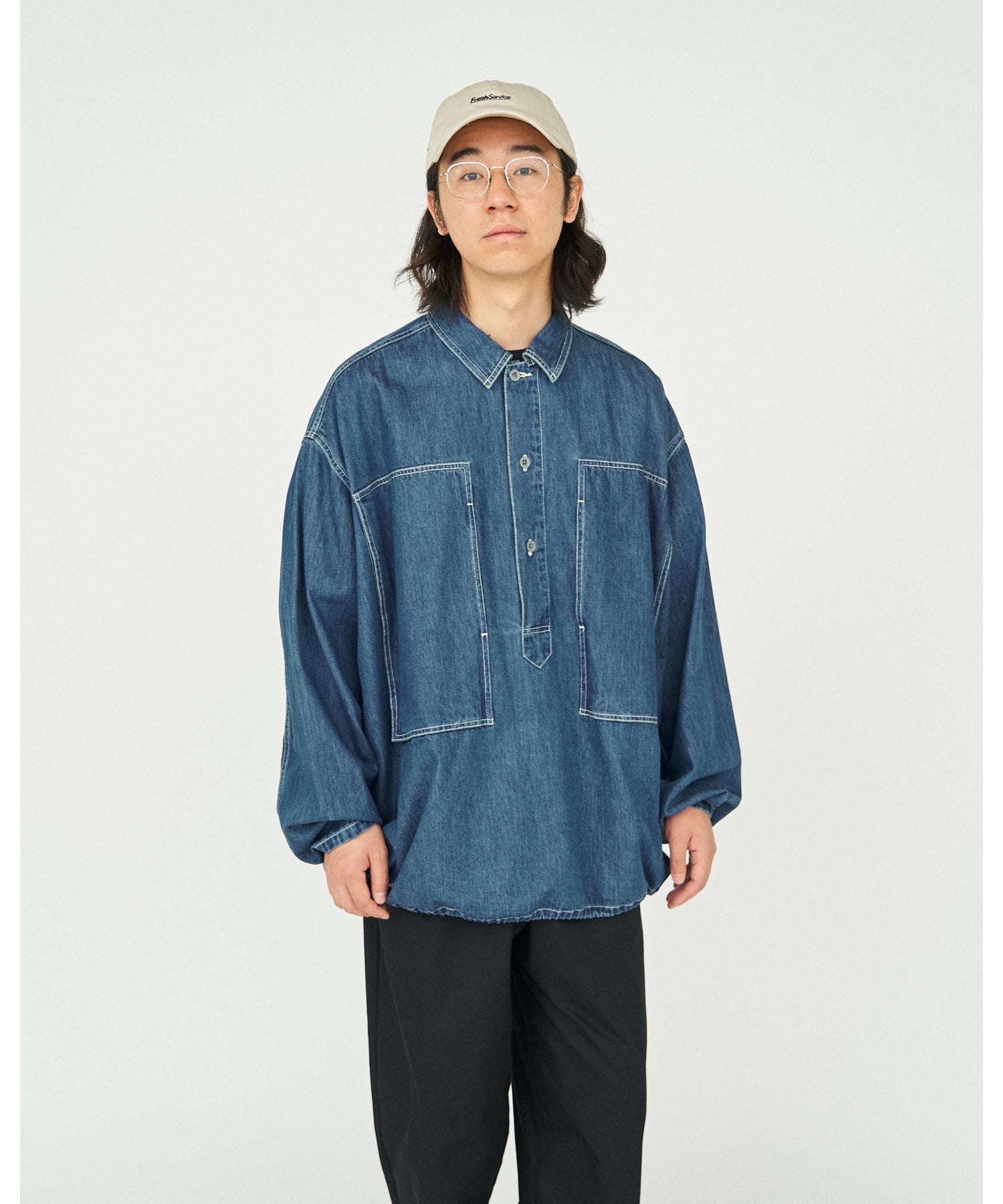 Denim Pullover Shirt (FADE INDIGO)