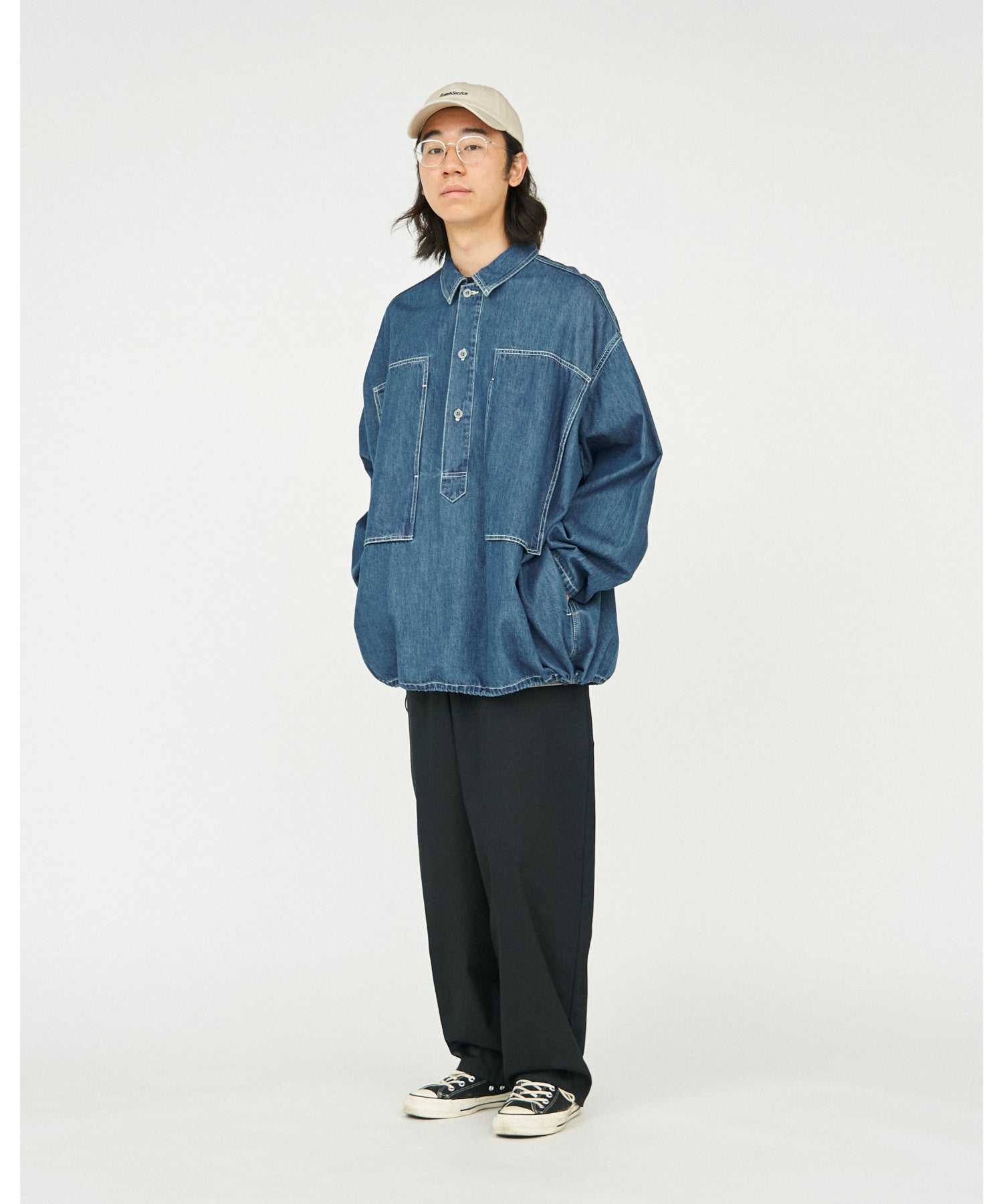 Denim Pullover Shirt (FADE INDIGO)