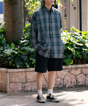 Sheer Check Oversized Regular Collar Shirt