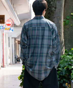 Sheer Check Oversized Regular Collar Shirt