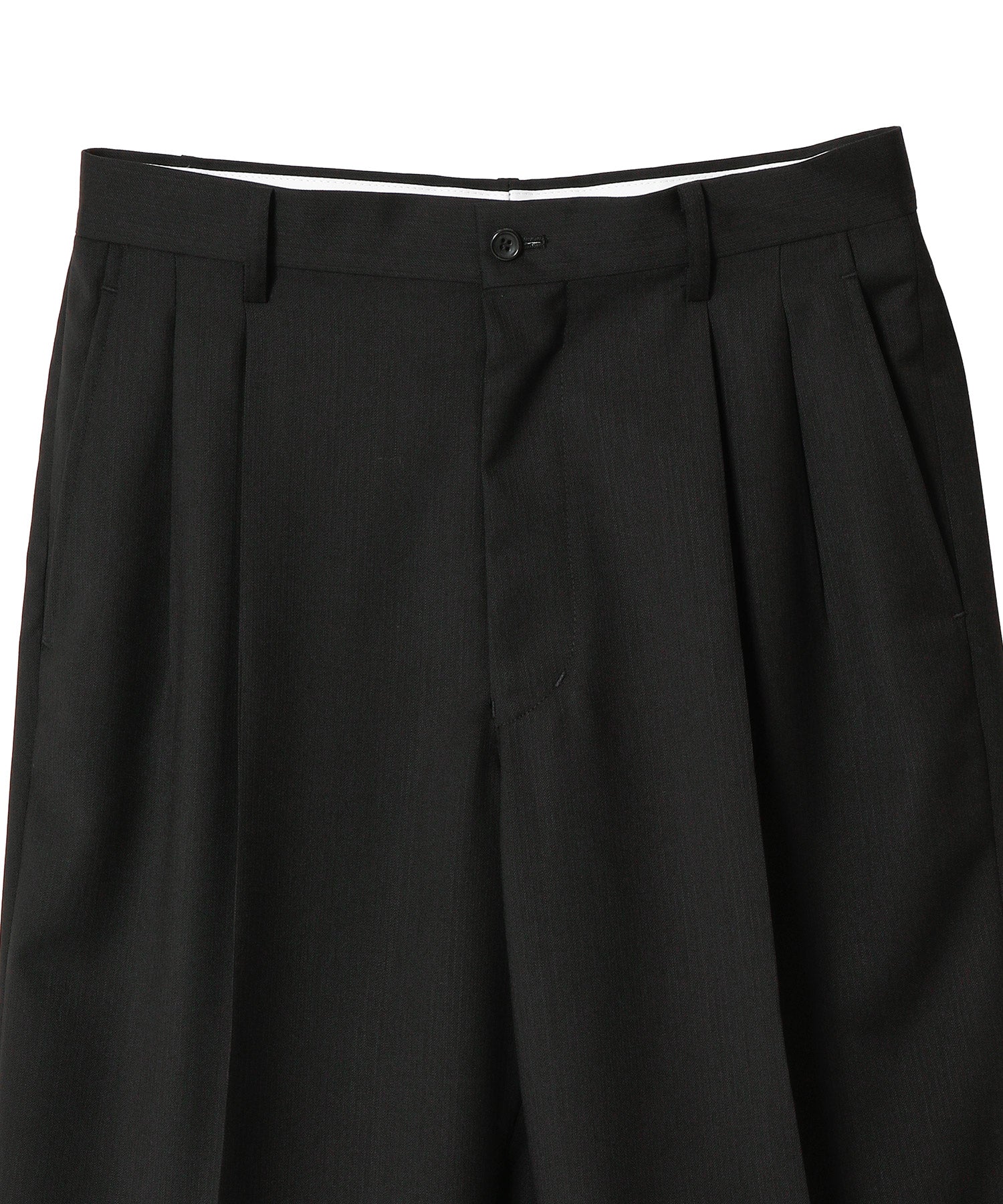 Melange Herringbone Pleated Wide Trousers