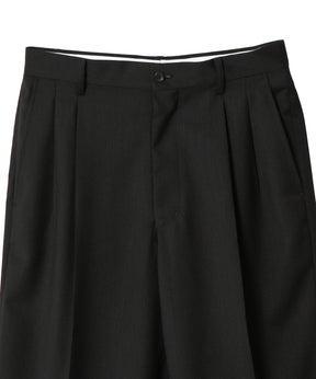 Melange Herringbone Pleated Wide Trousers