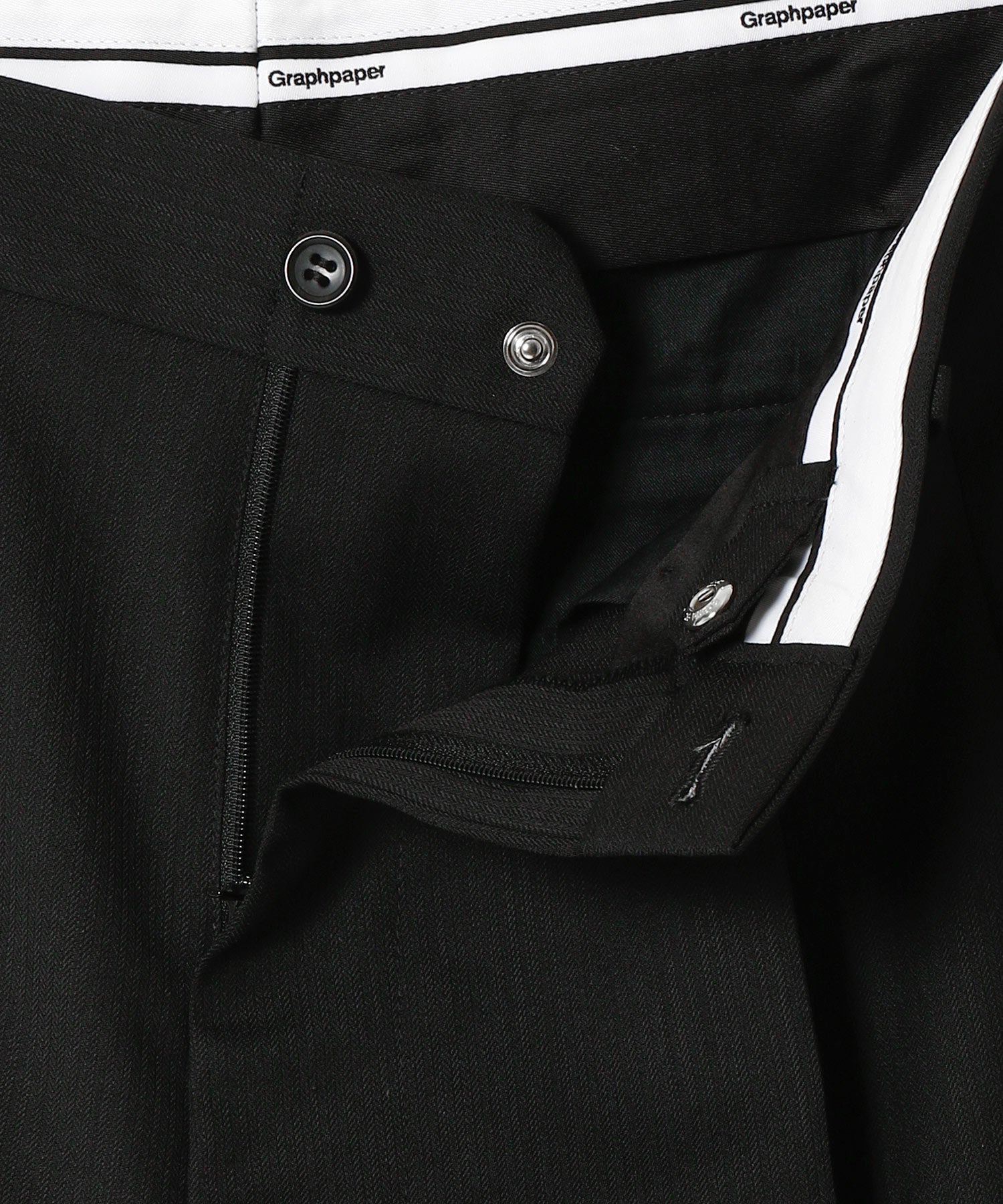 Melange Herringbone Pleated Wide Trousers - Graphpaper (グラフ