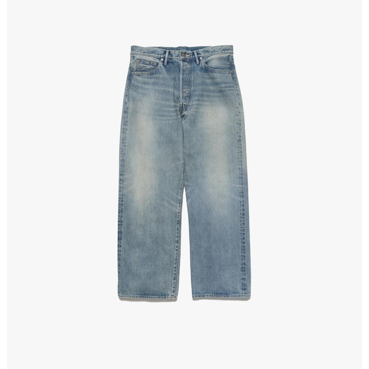 Selvage Denim Five Pocket Wide Straight Pants -LIGHT FADE