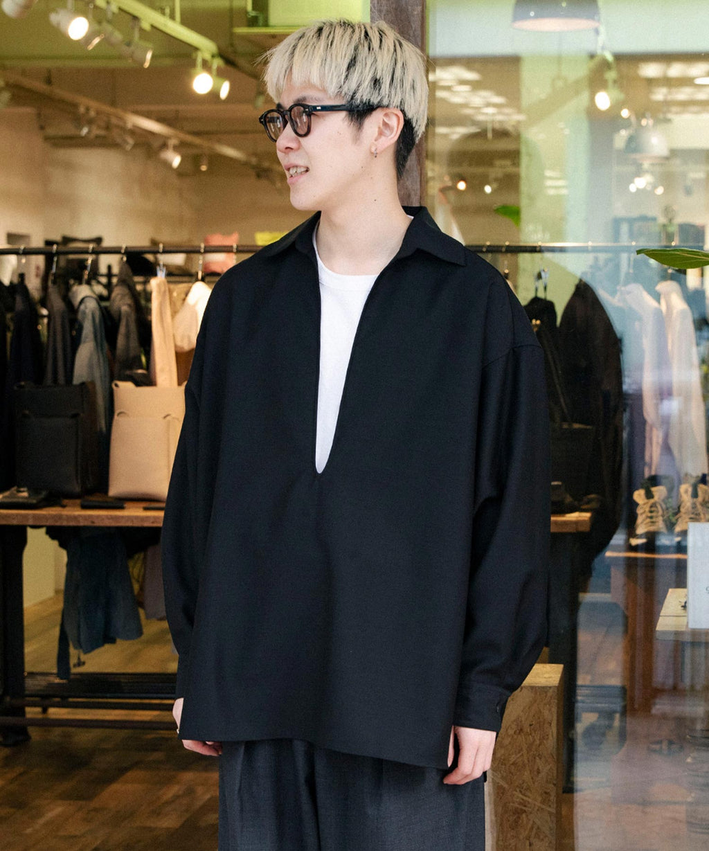 Wool Cupro Skipper Shirt - Graphpaper (グラフペーパー) - tops  