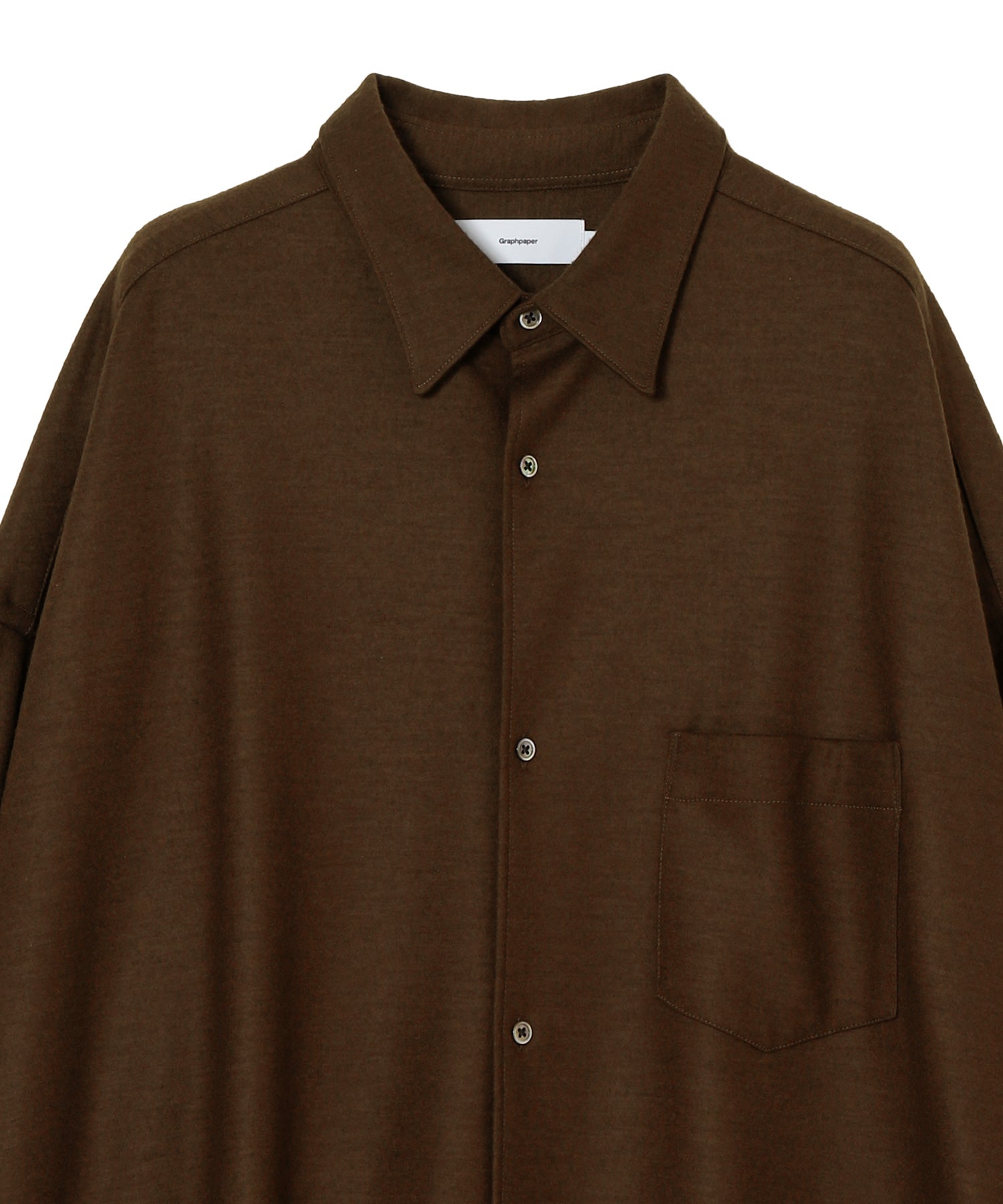 Wool Smooth Flannel Oversized Regular Collar Shirt