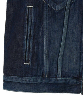 Selvage Denim Trucker Jacket-DARK FADE-