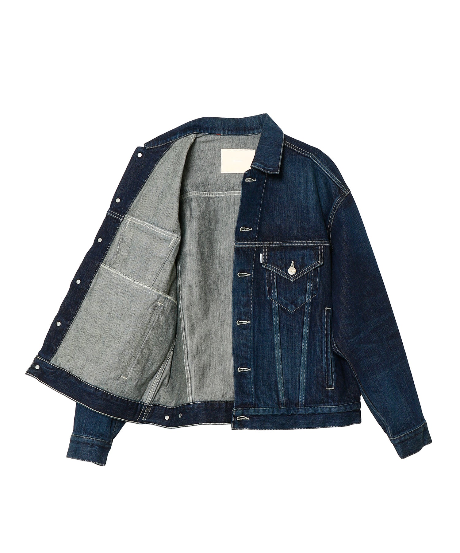 Selvage Denim Trucker Jacket-DARK FADE-
