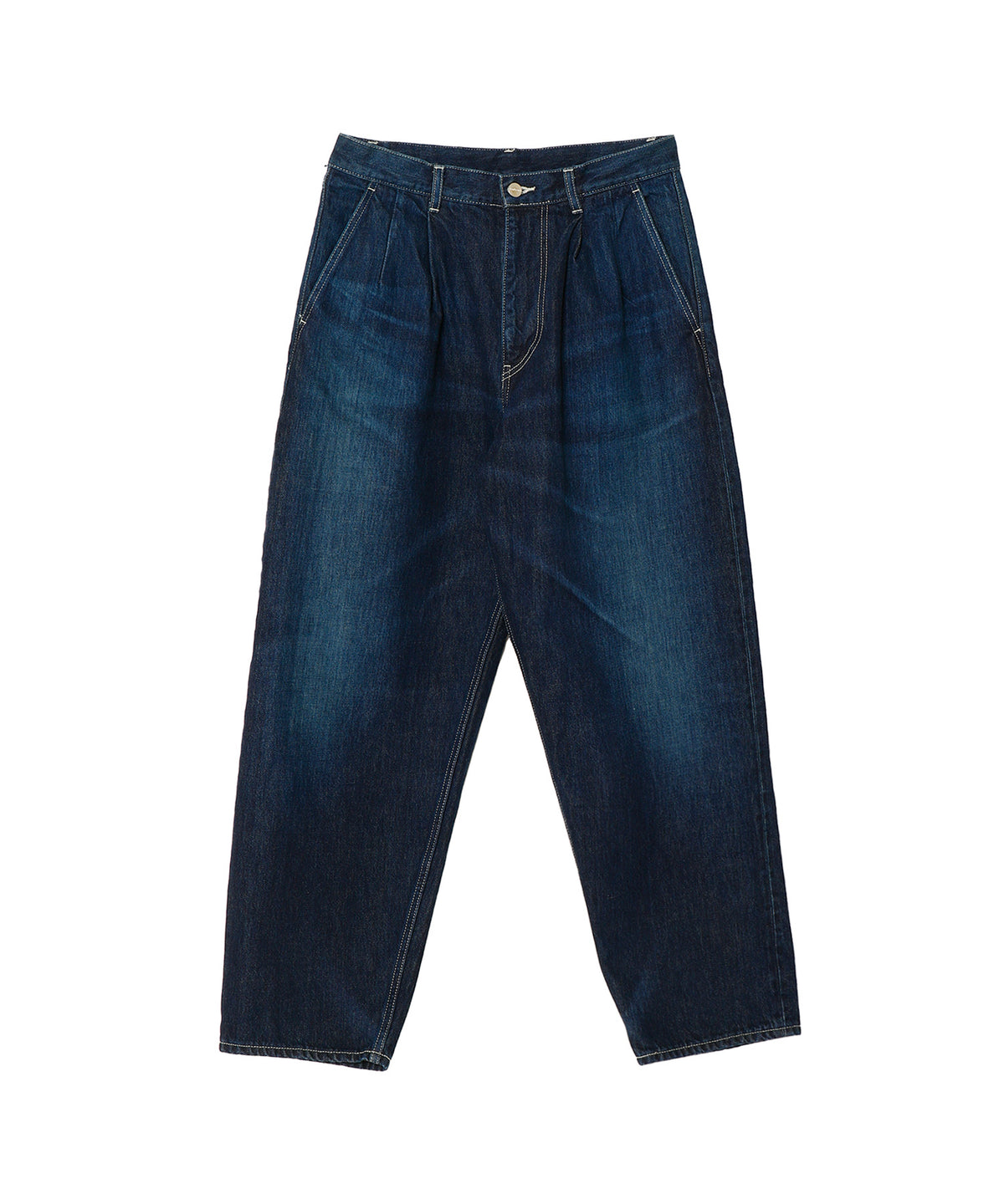 Selvage Denim Two Tuck Tapered Pants -DARK FADE-
