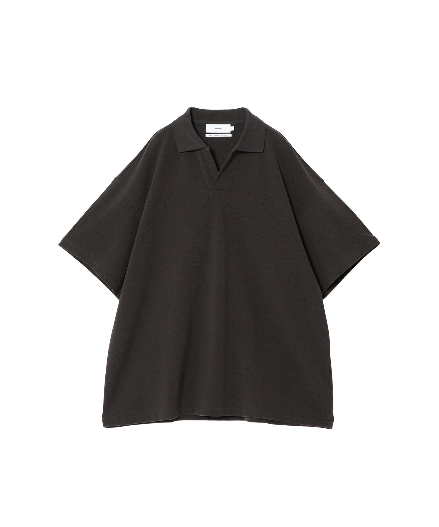 トップス Graphpaper Pique Jersey Skipper Polo Graphpaper - Cotton Pique Jersey L/S Skipper Polo / BEIGE | Stripe