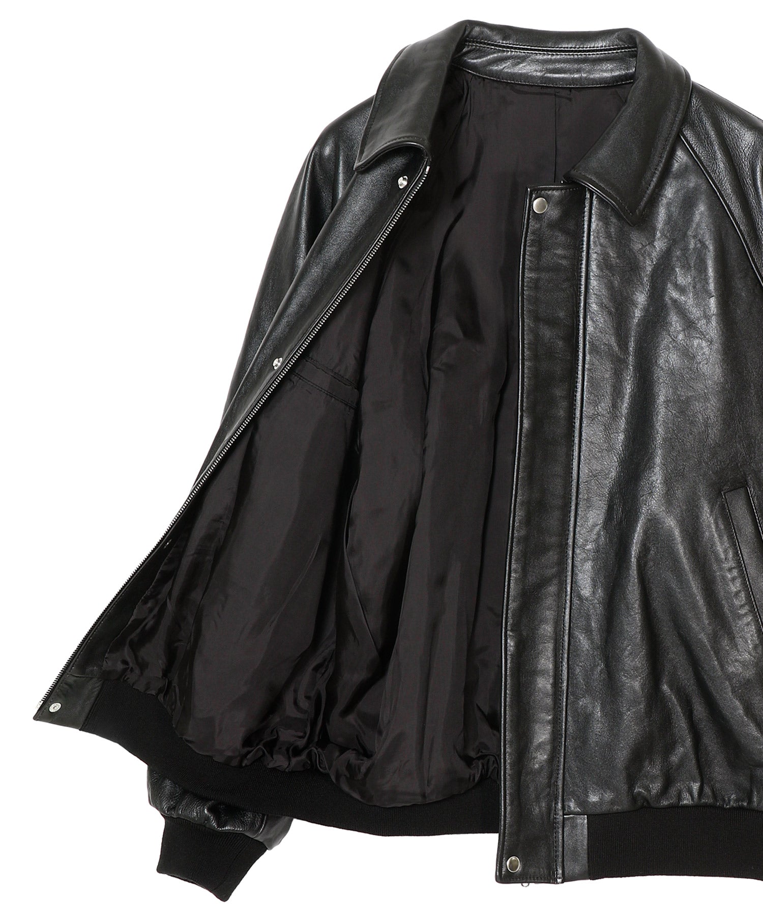 Cow Leather Raglan Blouson