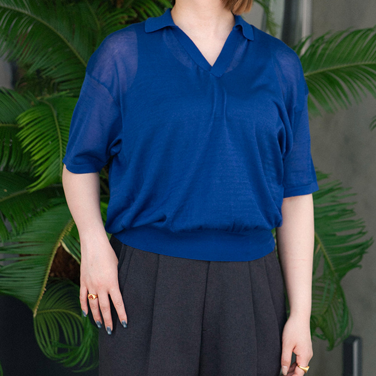 COMPACT COTTON | SKIPPER POLO SWEATER - ATON (エイトン) - tops