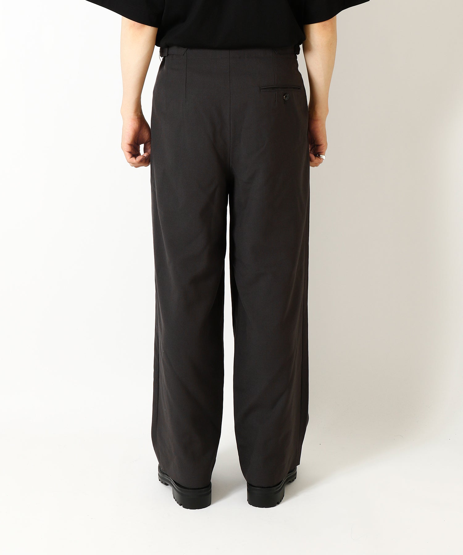 Recycled Polyester Non-Mulesed Wool Gabardine Two Tuck Military Trousers