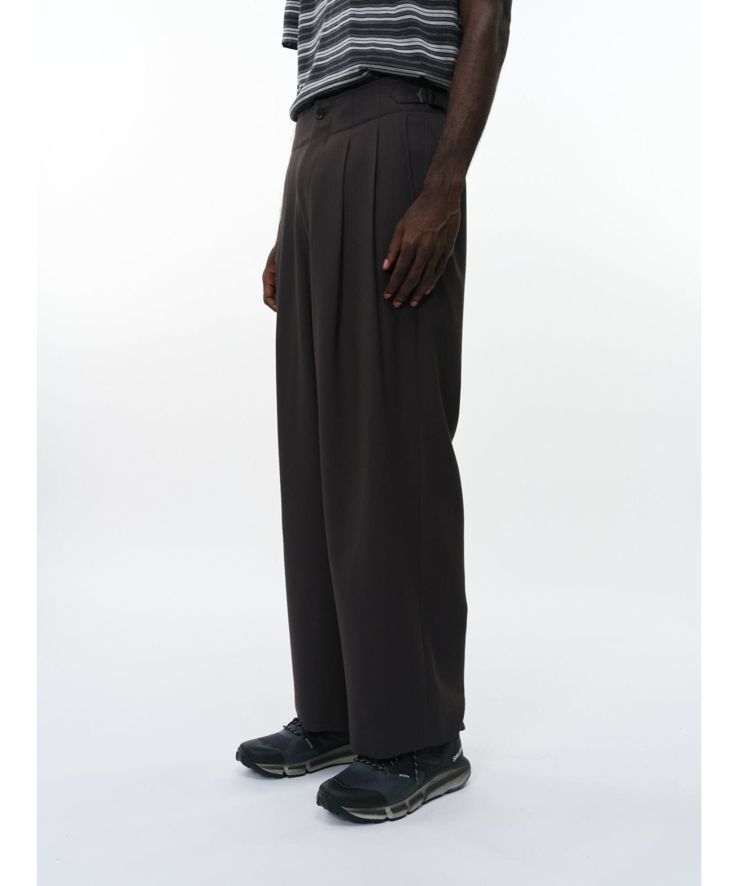 Recycled Polyester Non-Mulesed Wool Gabardine Two Tuck Military Trousers