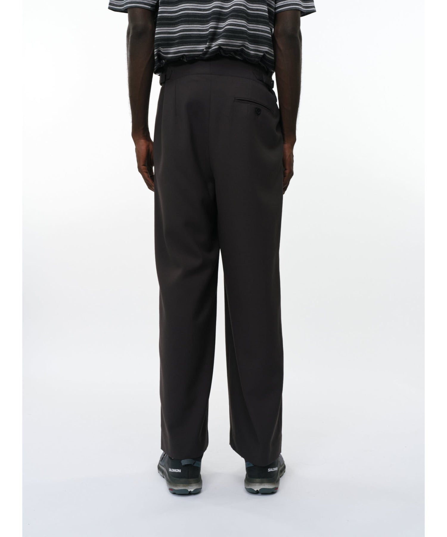 Recycled Polyester Non-Mulesed Wool Gabardine Two Tuck Military Trousers