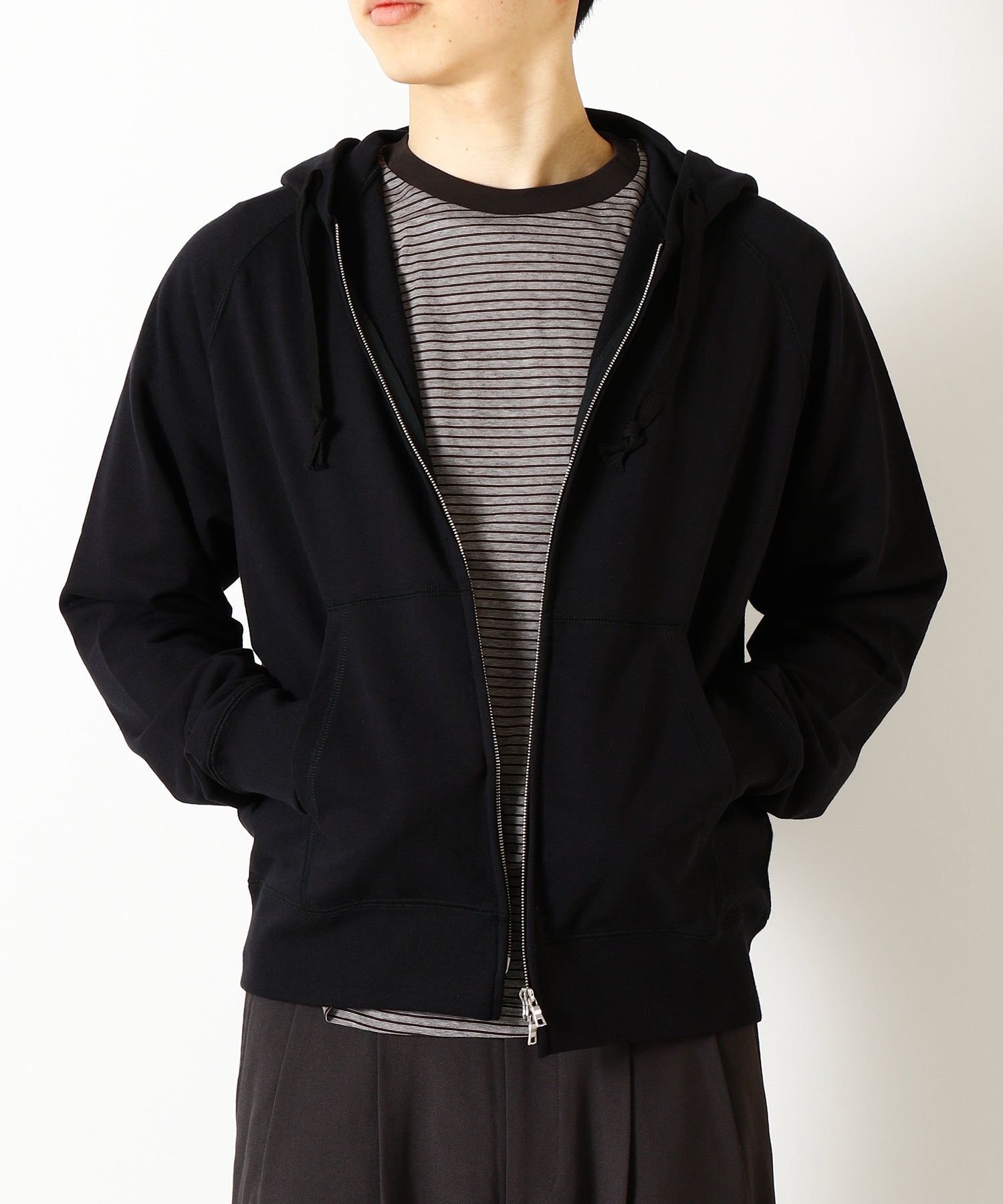 Organic Cotton Open-End Yarn Inlay Zip Parka
