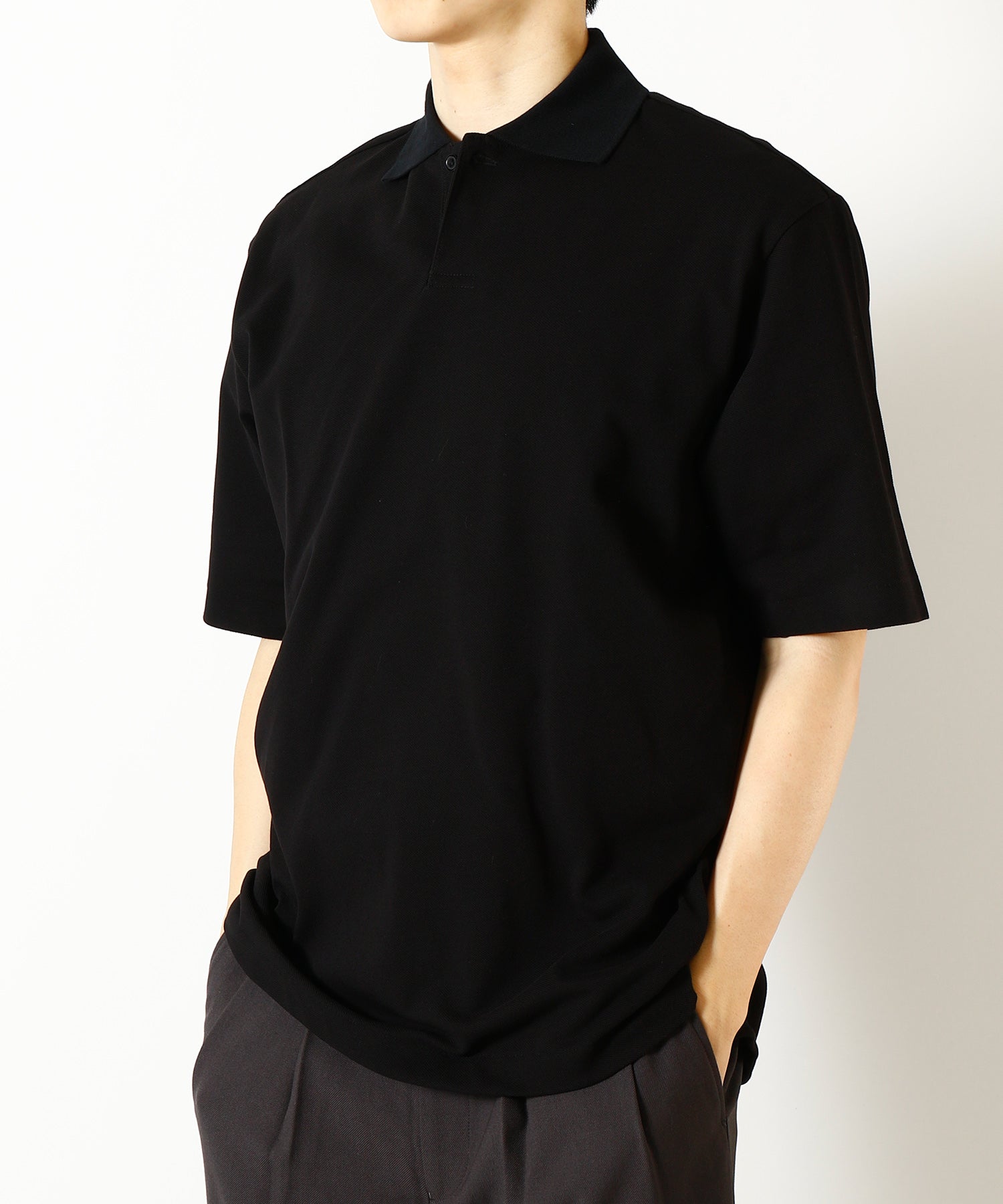 40//1 Organic Cotton High Twisted Pique One Button Tee S/S