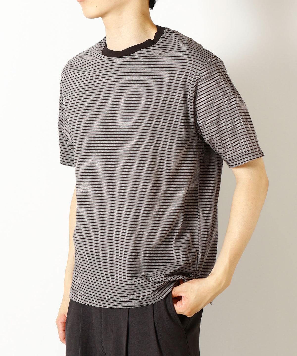 Organic Cotton High Twist Knit Border / Crew Neck Tee