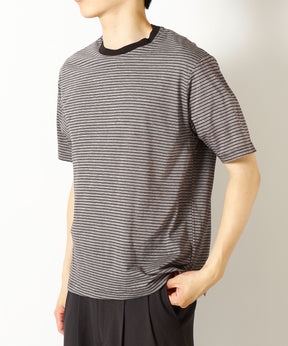Organic Cotton High Twist Knit Border / Crew Neck Tee