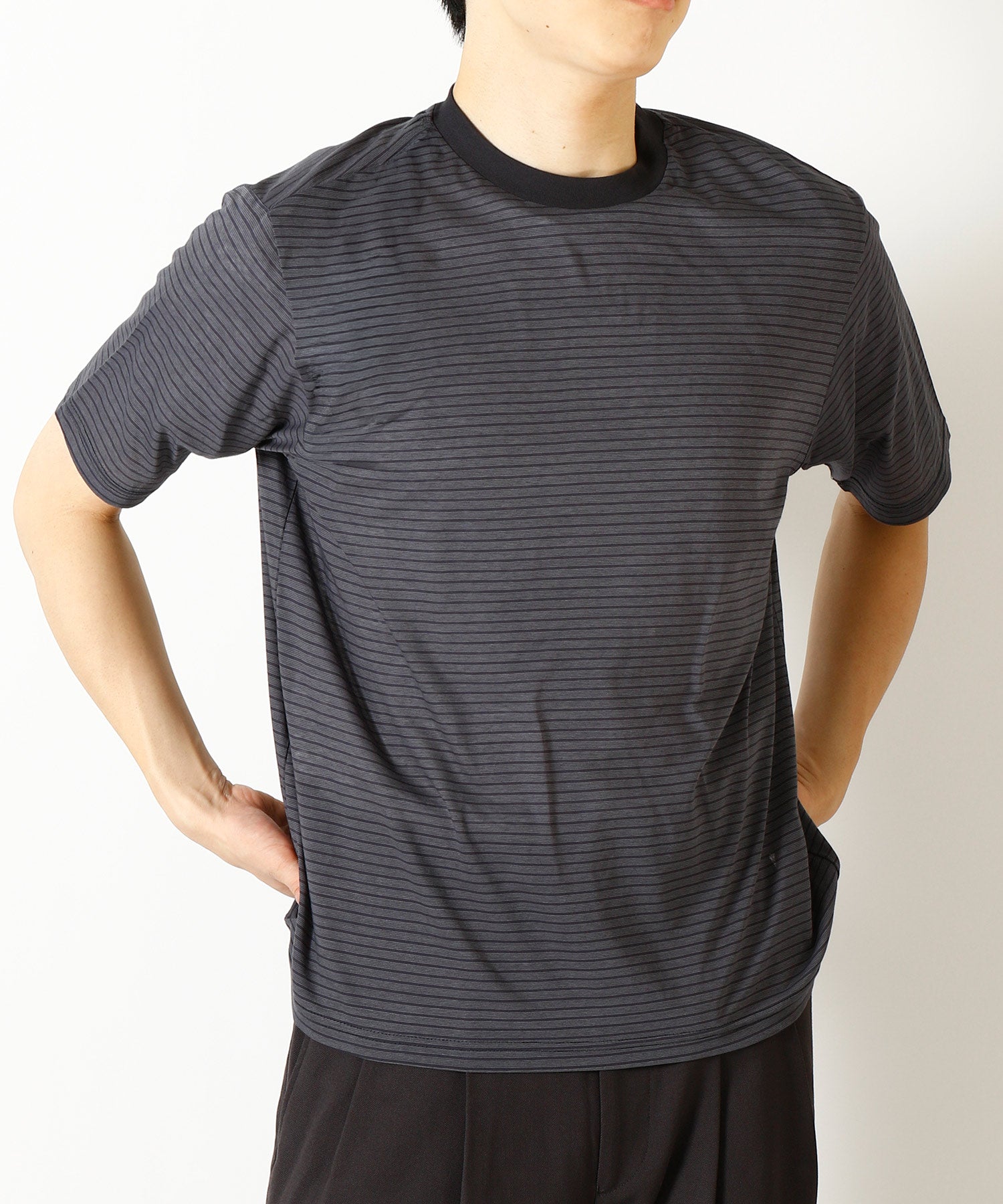 Organic Cotton High Twist Knit Border / Crew Neck Tee