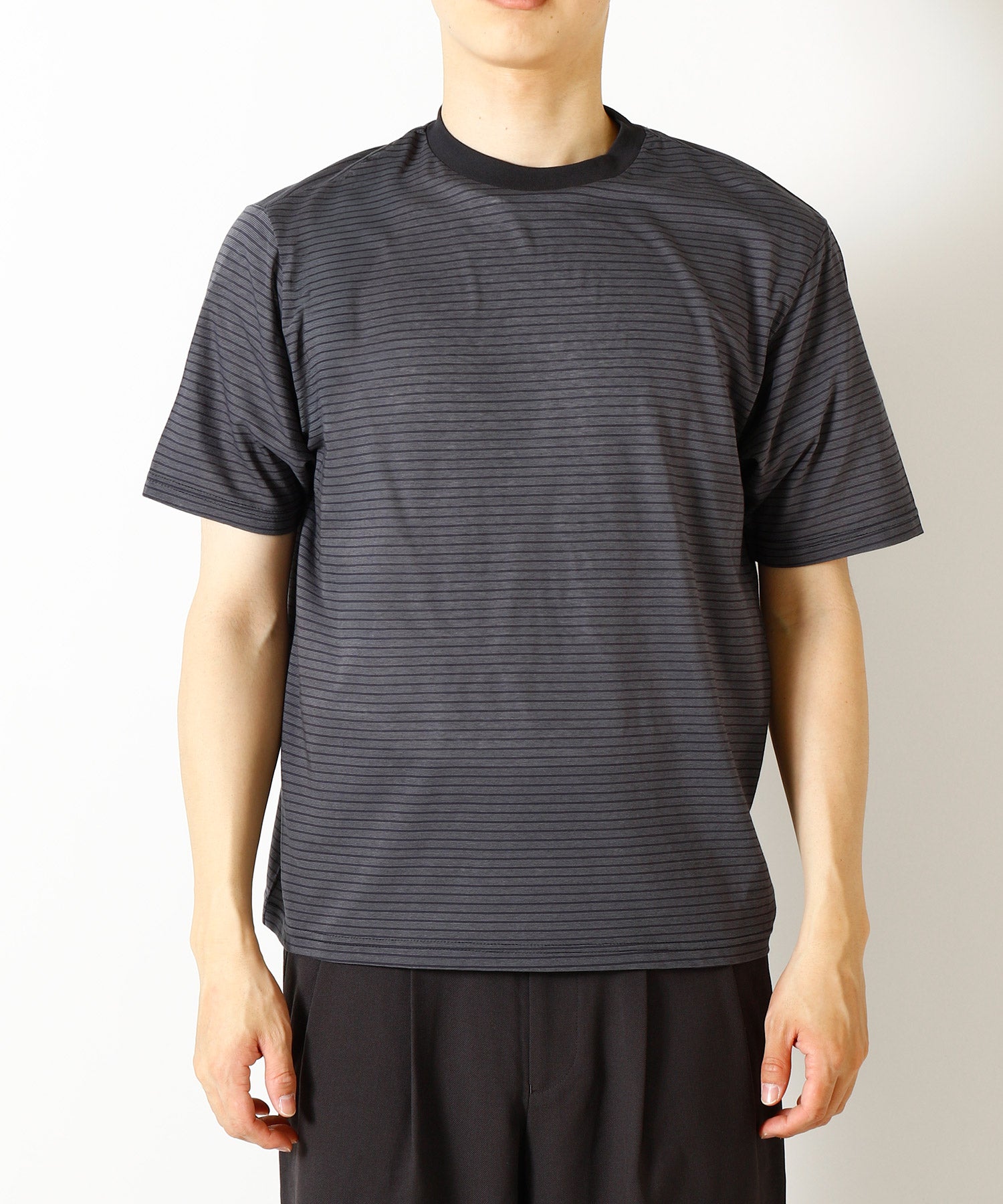 Organic Cotton High Twist Knit Border / Crew Neck Tee