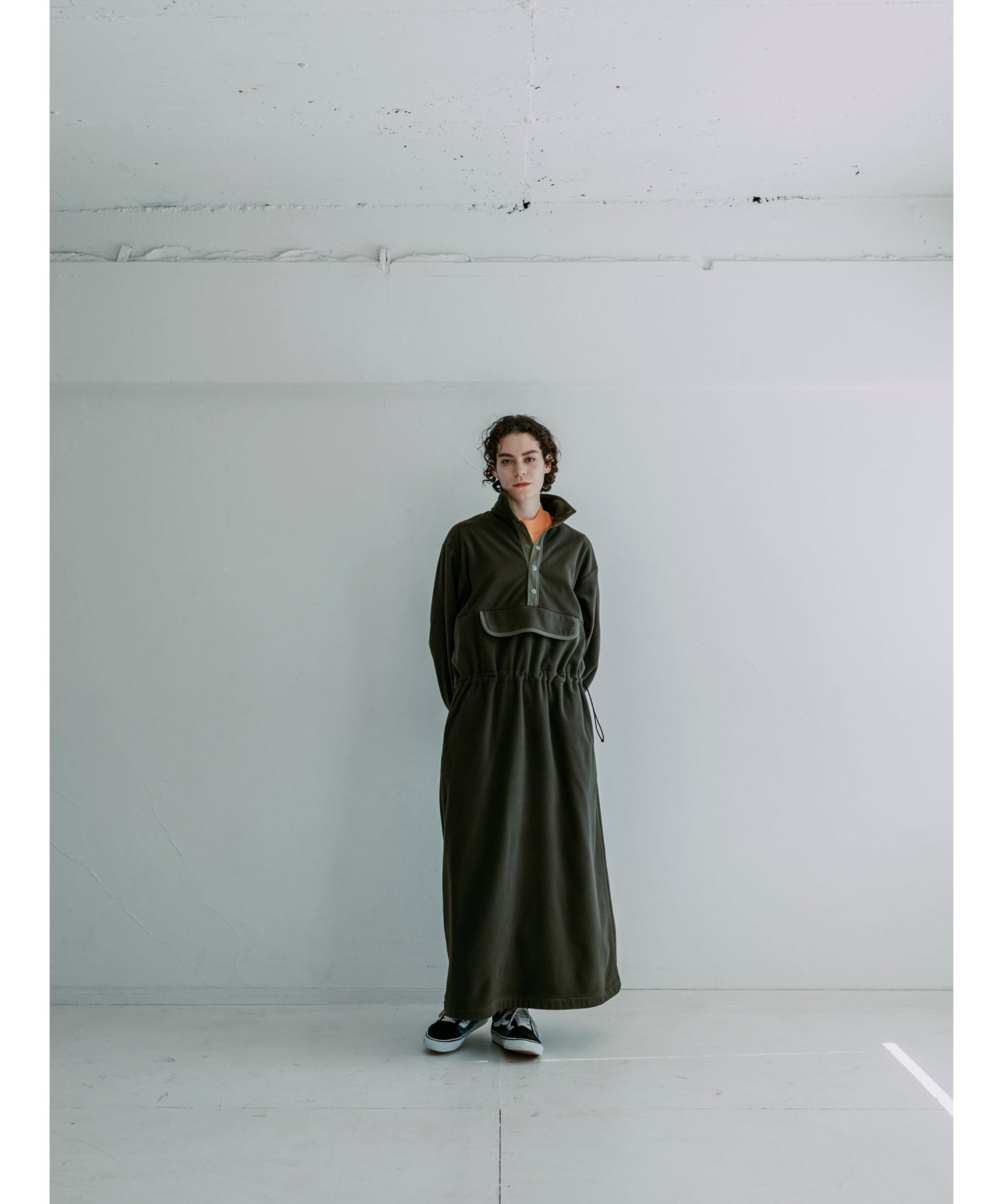 FLEECE SNAP LONG DRESS