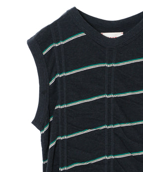 TUCKED JACQUARD BORDER SLEEVELESS / DRESS