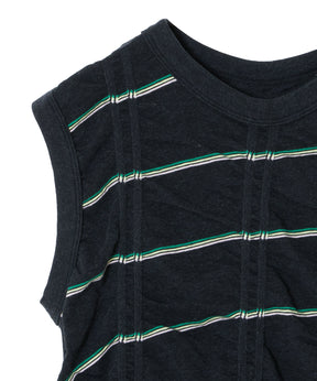 TUCKED JACQUARD BORDER SLEEVELESS