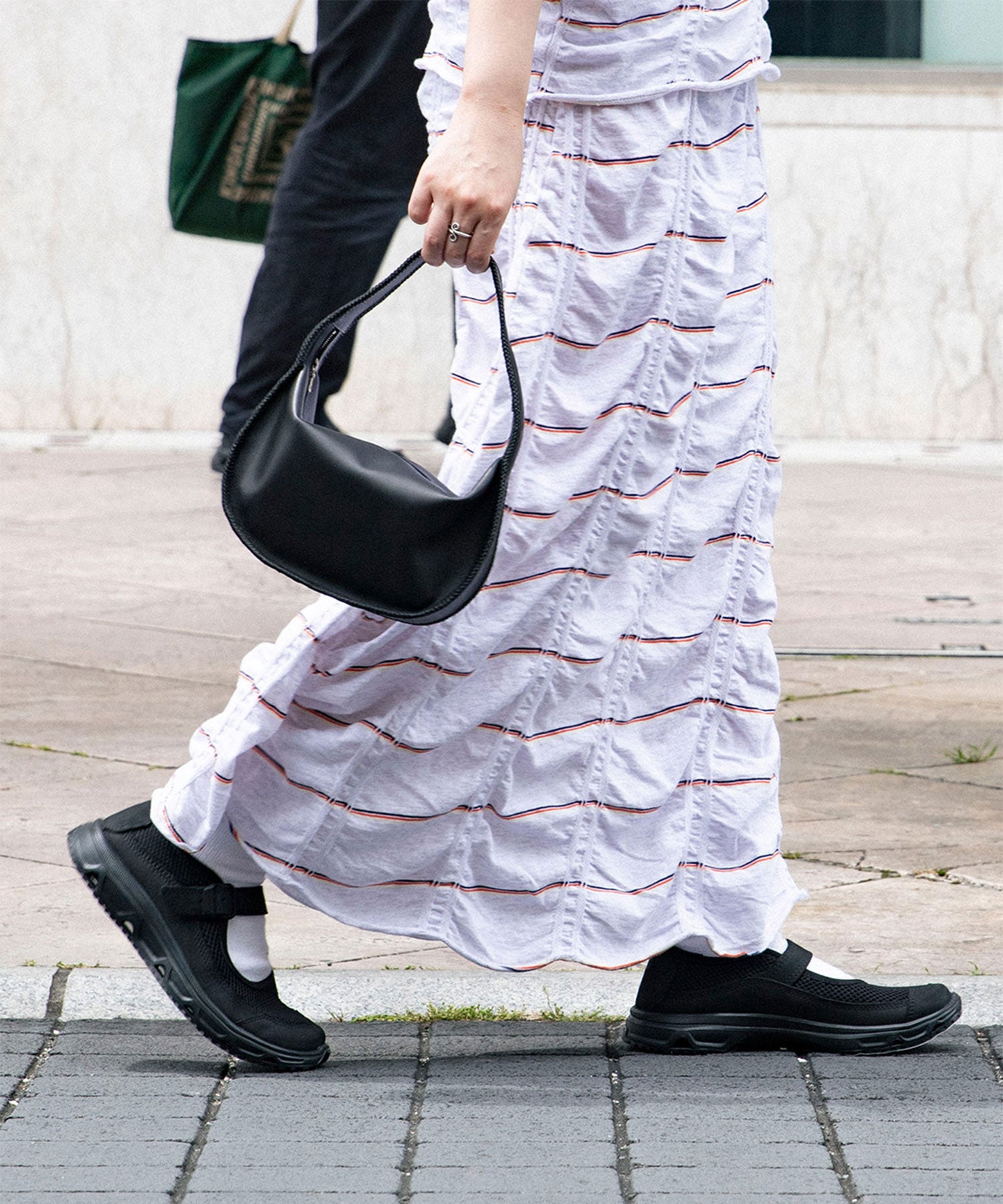 TUCKED JACQUARD BORDER SKIRT - MEYAME (メヤメ) - bottom (ボトムス
