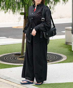 COTTON LINEN SIDE LINE WIDE PANTS