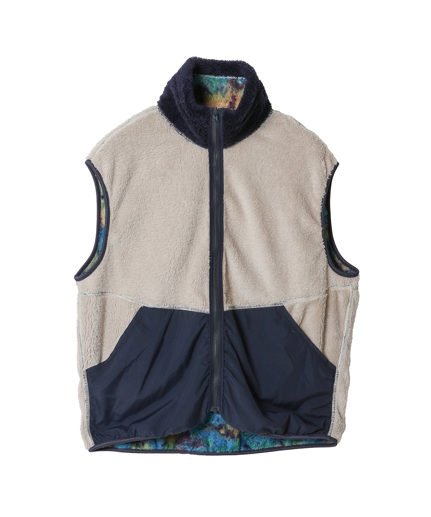 PRINT/ SOLID REVERSIBLE FLEECE VEST