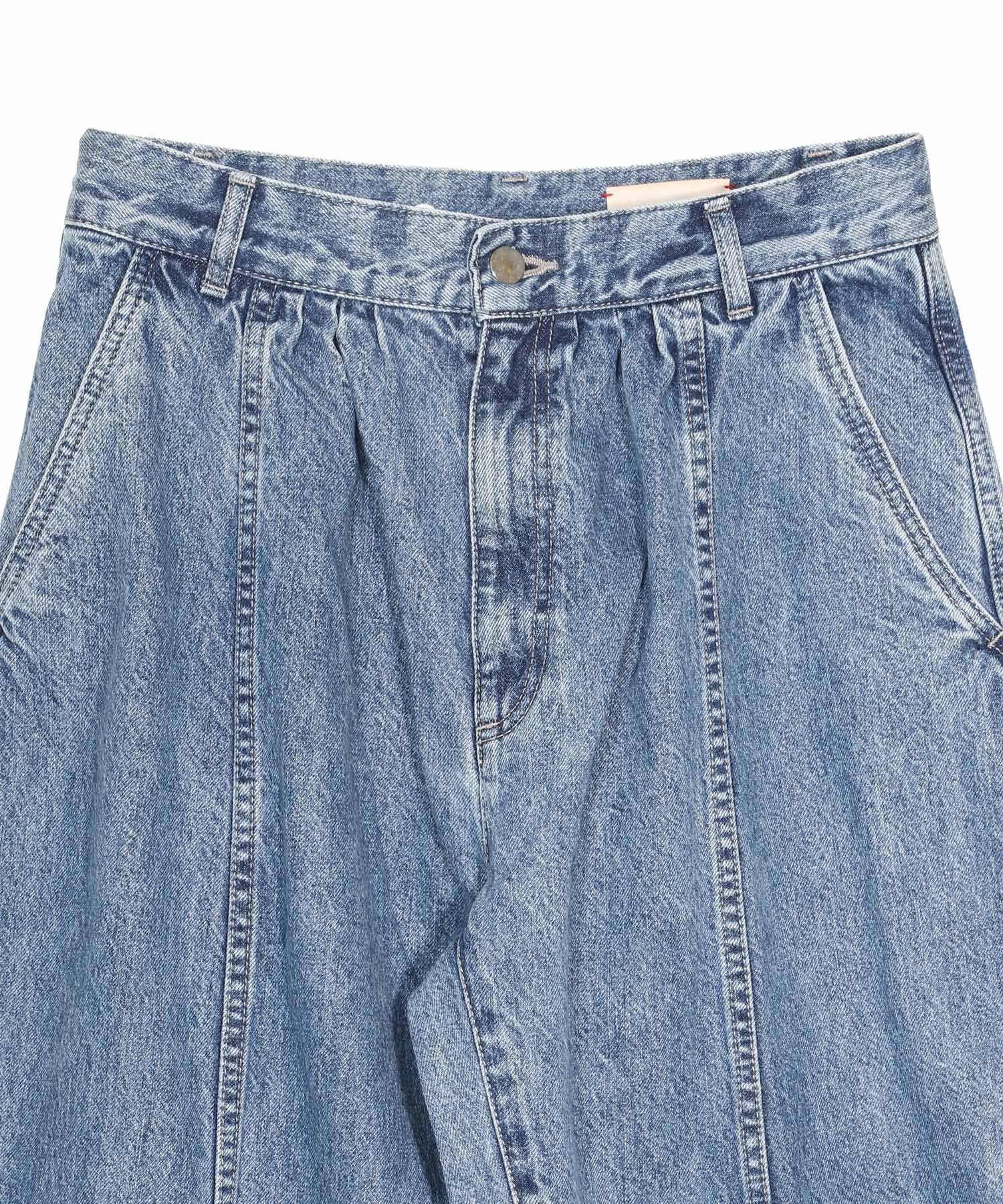 Denim Wide Tuck Pants