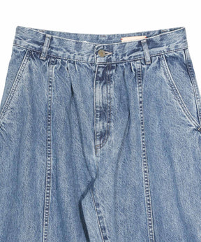 Denim Wide Tuck Pants