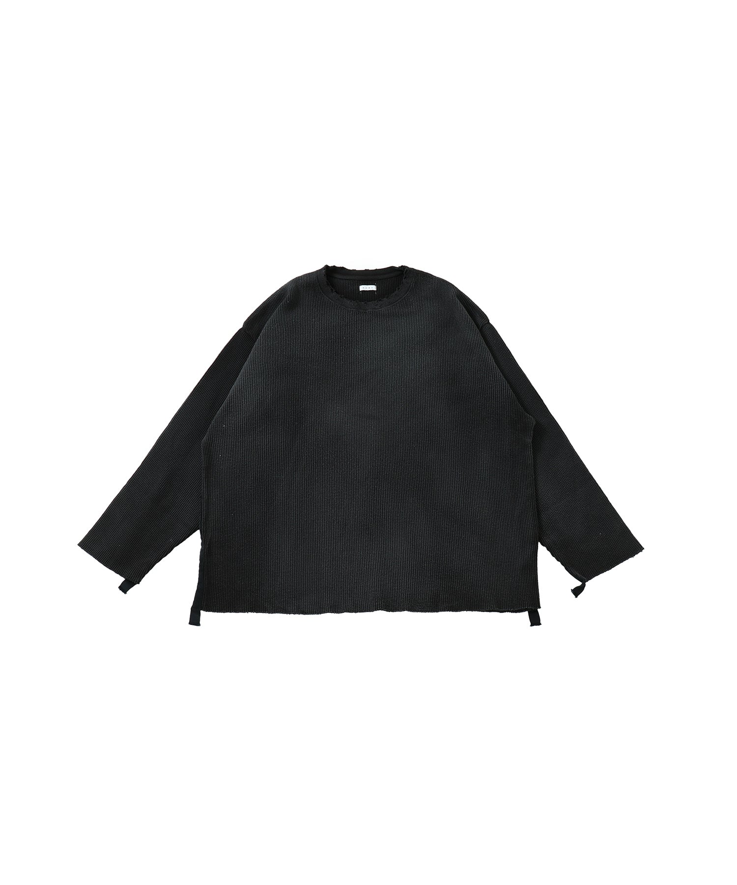 Name. FIGURE EXCLUSIVE MODEL_WAFFLE TAPED LOOSE SLEEVE TEE_NMCU-FI004_black_front