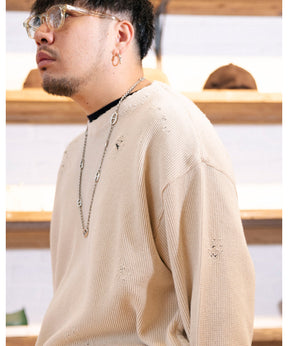 【FIGURE別注】WAFFLE TAPED LOOSE SLEEVE DAMAGE TEE