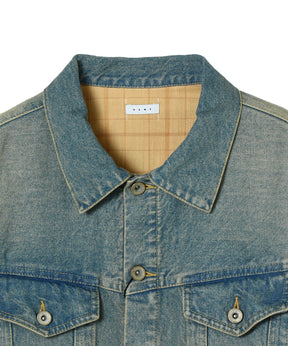 DENIM TRUCKER JACKET : RIPPED & FLANNEL LINED