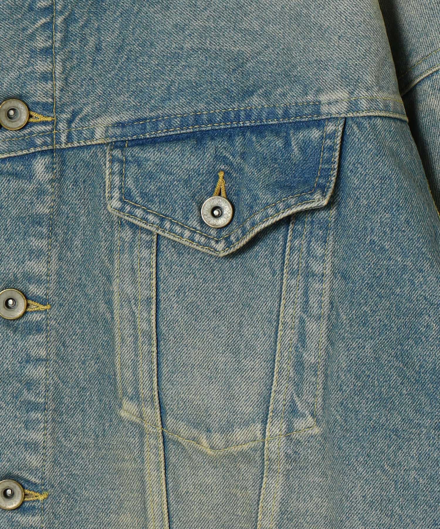 DENIM TRUCKER JACKET : RIPPED & FLANNEL LINED